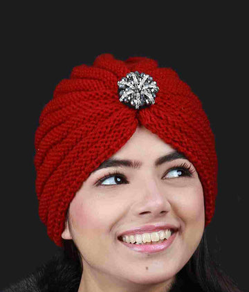Woolen Turban cap(red color)